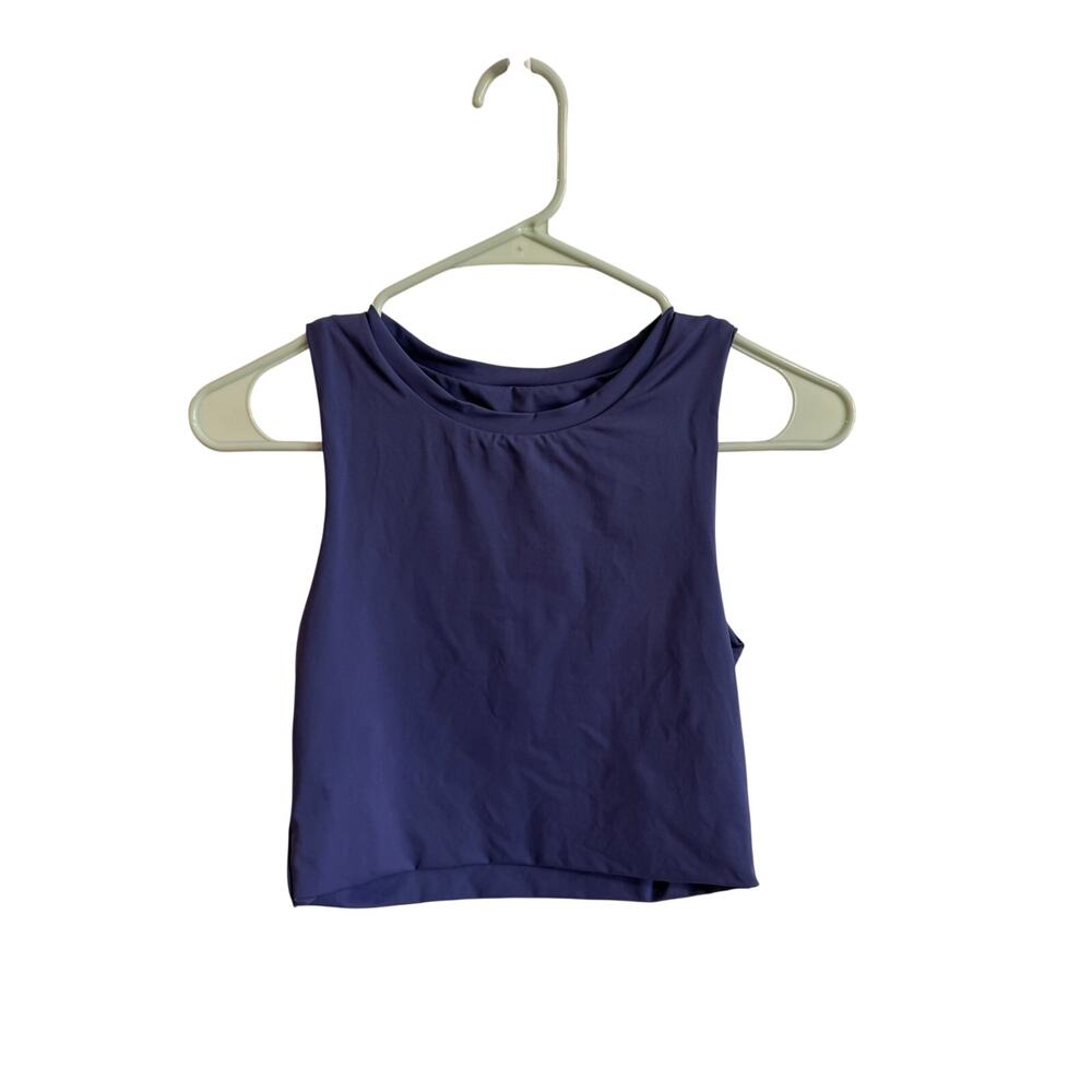 Vitality Cropped Workout Tank Top Sz M Purple High Crew Neck Athletic Shirt